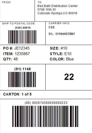 UCC/GS1-128 Shipping Label