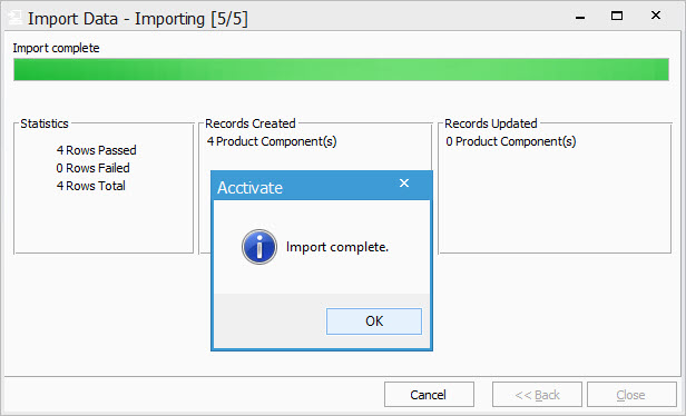 Import complete
