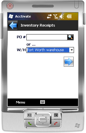 Mobile Inventory Receive Options