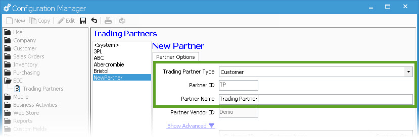 New Customer Trading Partner