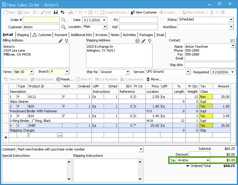 New Sales Order with Avalara before Save