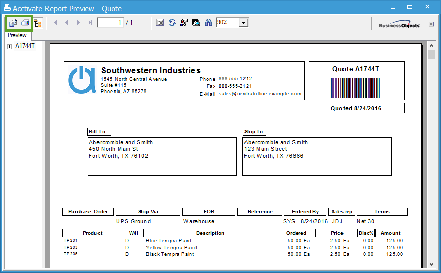 sales report quotes Acctivate Sales Quotes Printing   Acctivate Help in