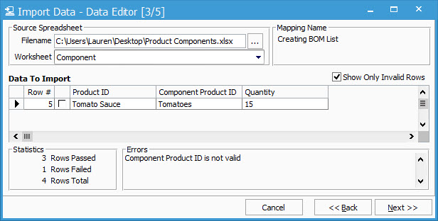 Product component Data Editor