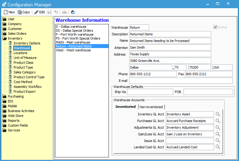 Setup and Utilize Return Warehouse for Damaged Goods Acctivate Help