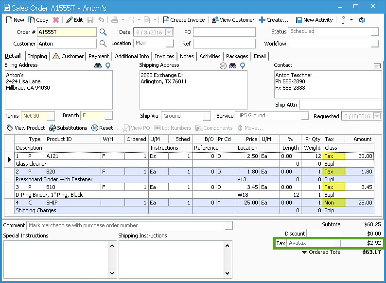 Sales Order with Avalara