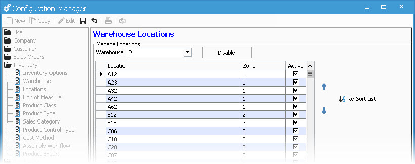 Warehouse Locations after Enabling