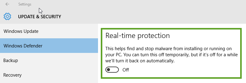 real time scanning windows 10