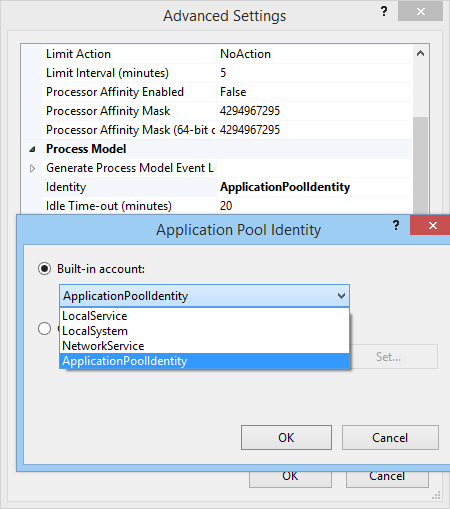 application pool identity