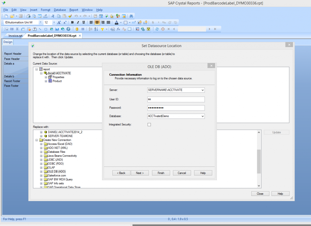 new database source connection